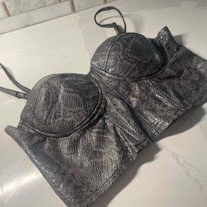Faux leather snake print corset top